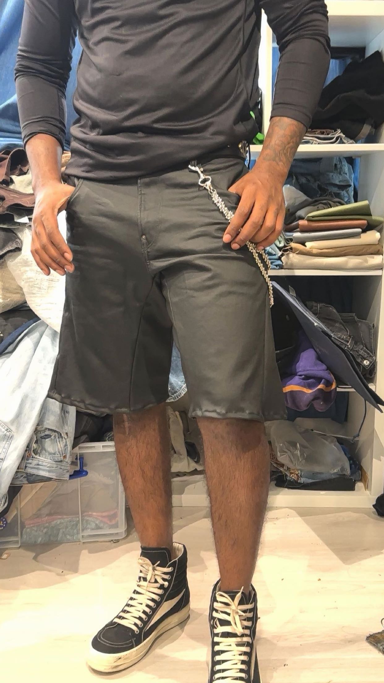 Coated denim Shorts