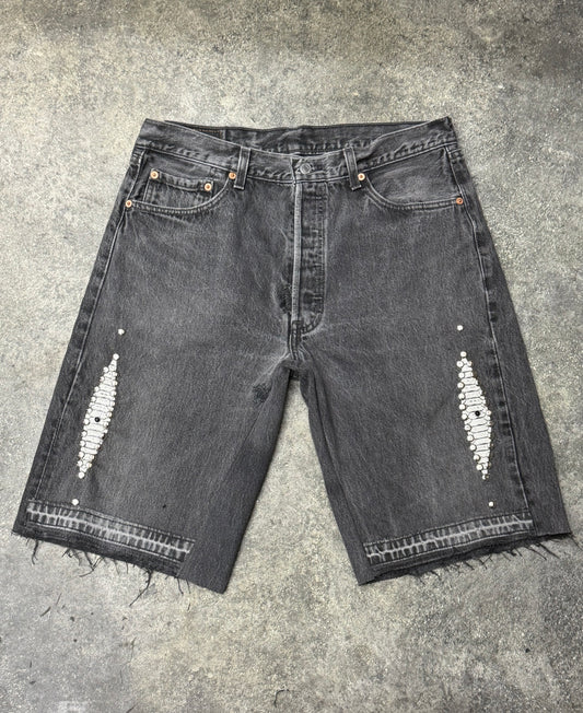Reworked Vintage Shorts Embellished Denim Carpenter Shorts