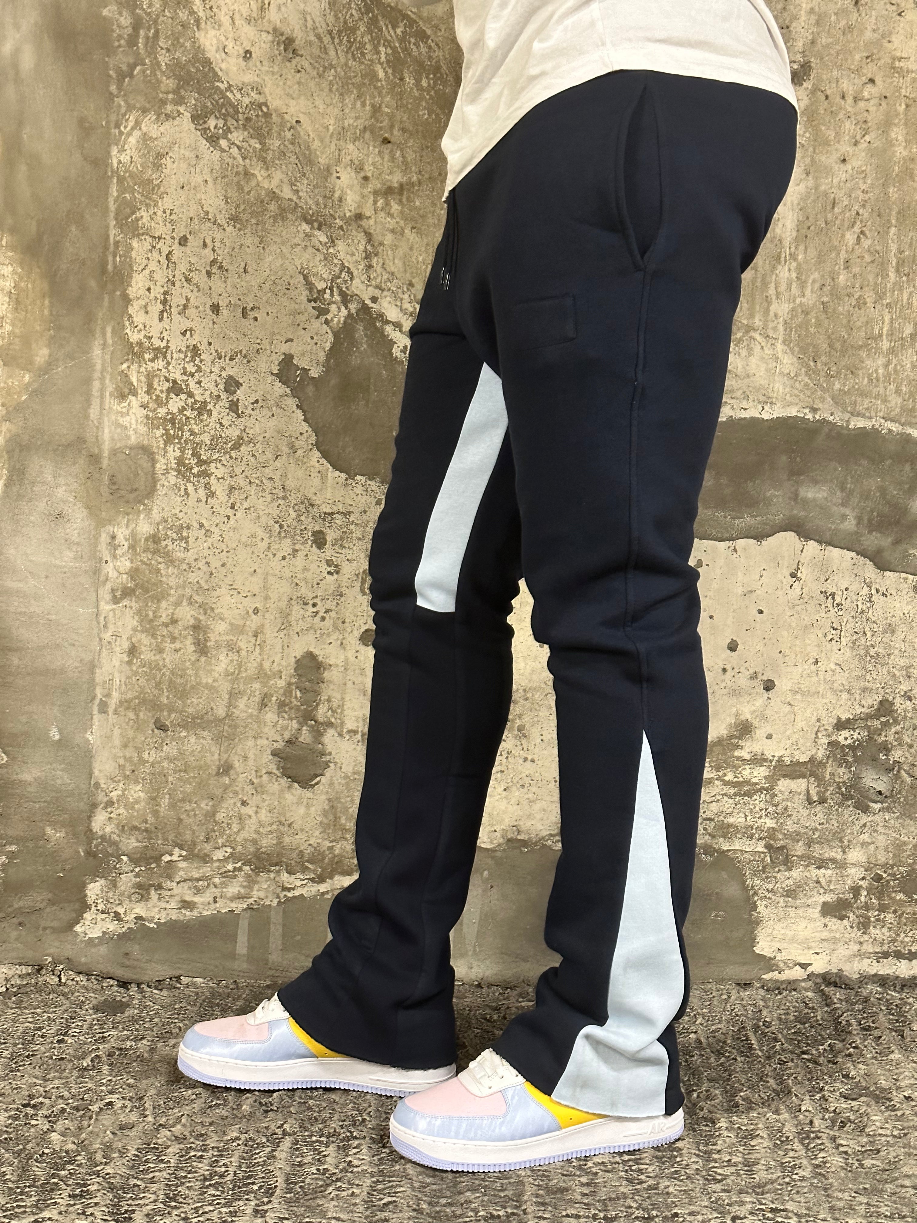 8 Flare Track Bottoms in Navy Blue