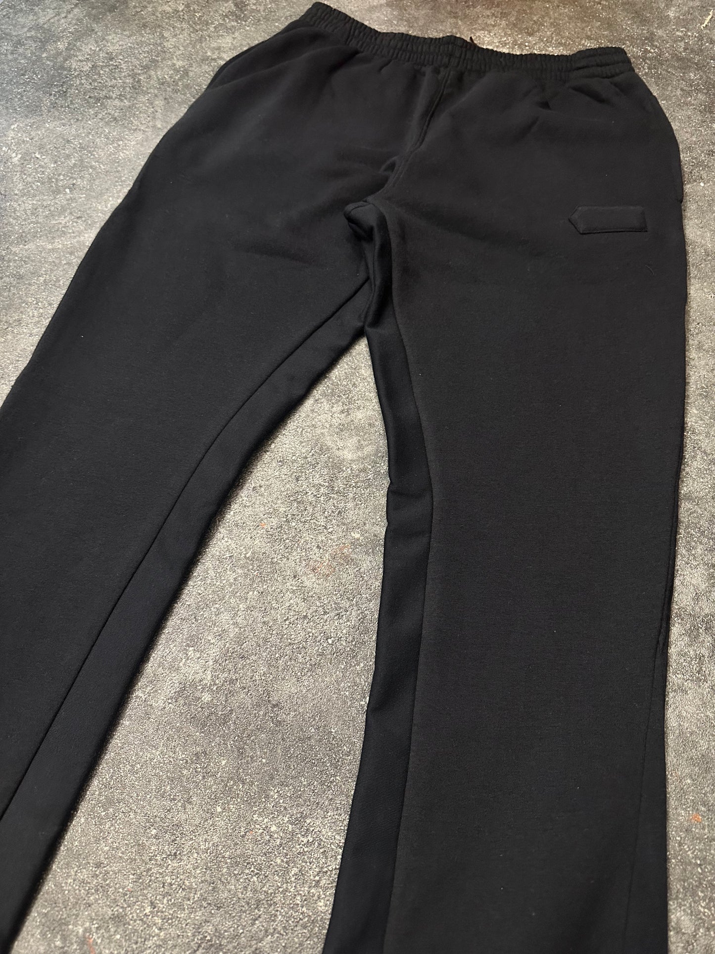 8 Flare Track Bottoms in Black/Black