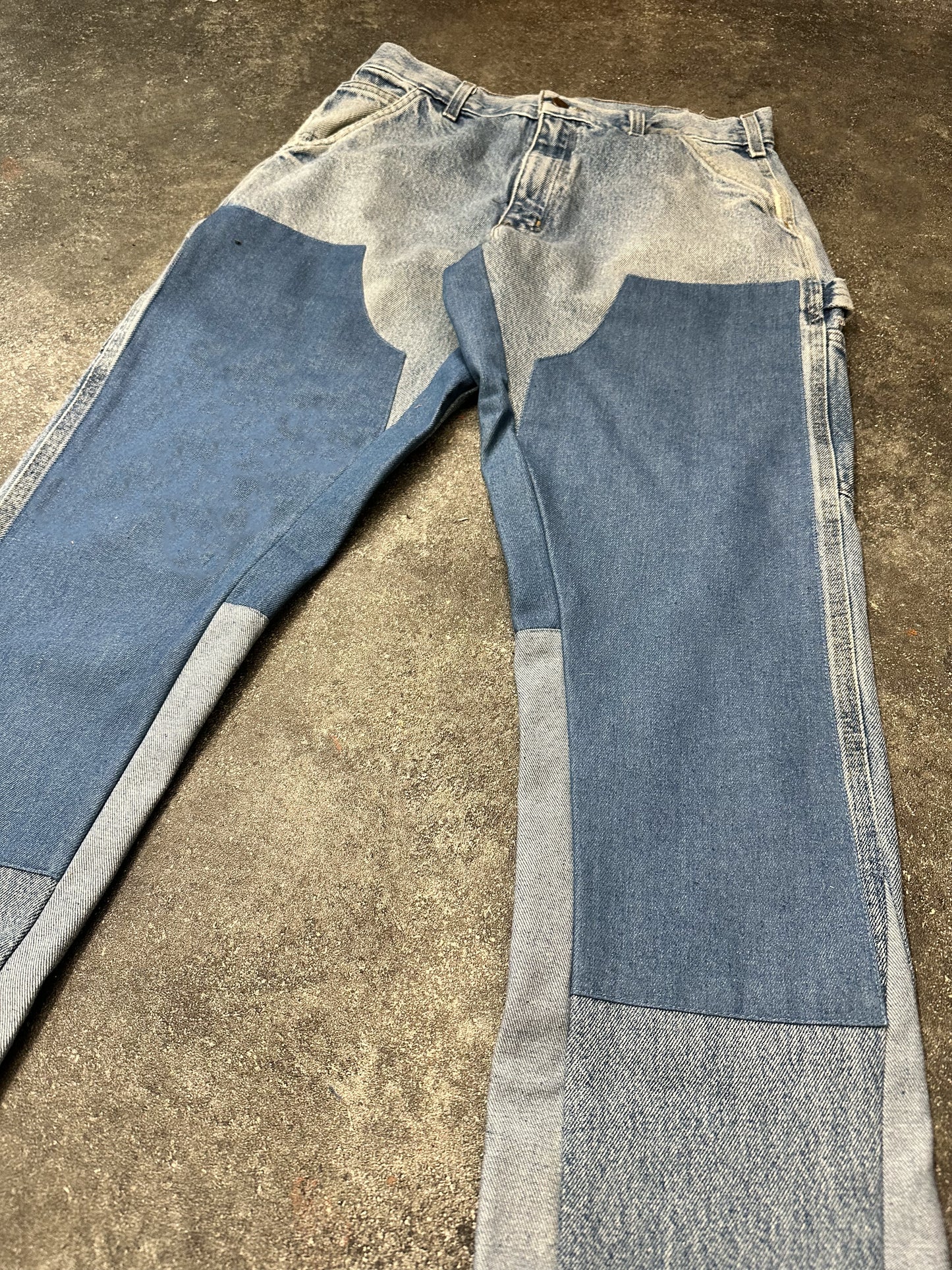 Double Knee Flare Jeans in Blue